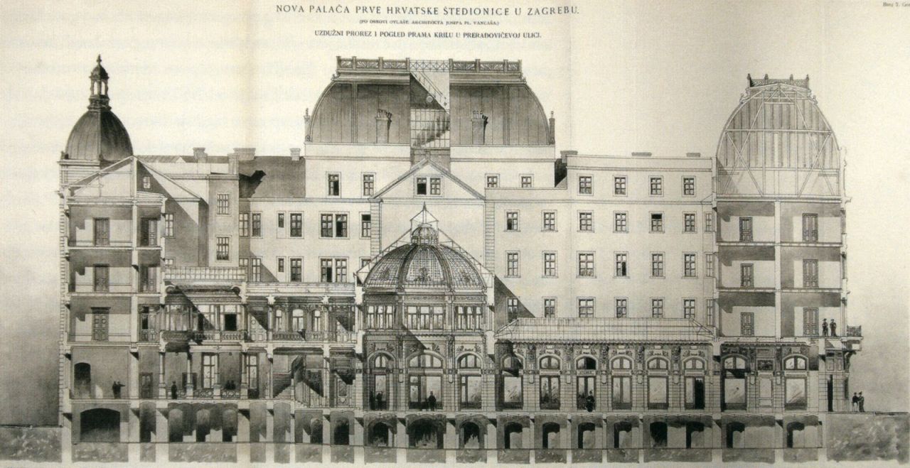 Palača Prve hrvatske štedionice, nacrt